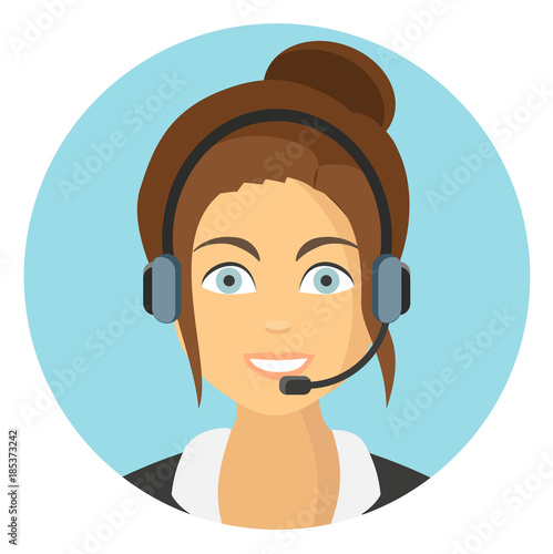 Callcenter Frau Flat Design Icon