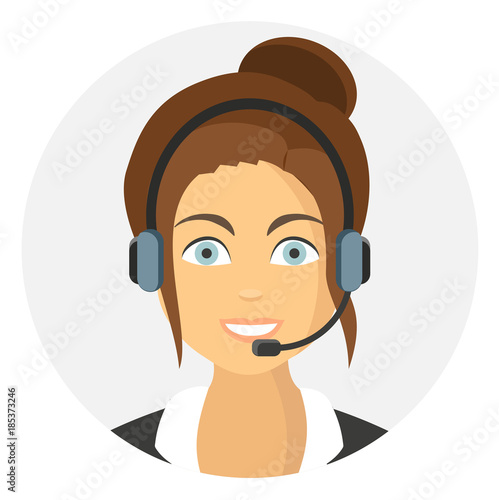 Callcenter Frau Flat Design Icon