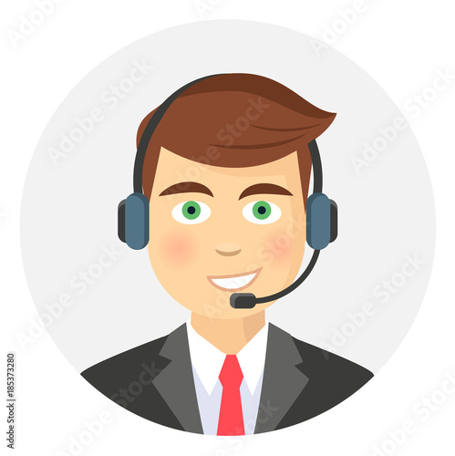 Callcenter Mann Flat Design Icon