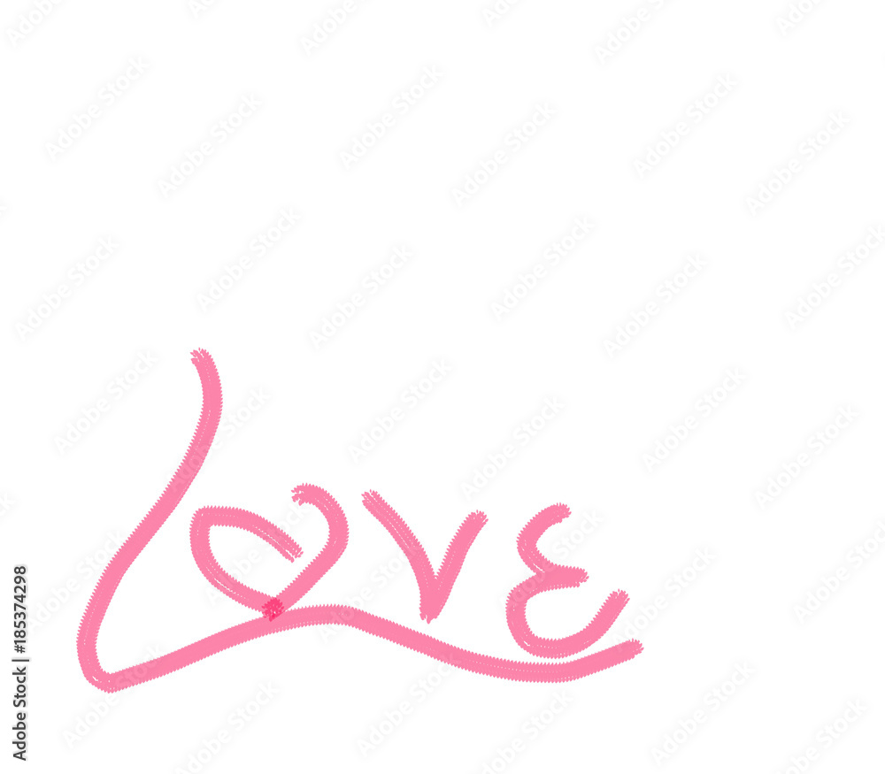 Fototapeta premium handwriting pink word Love by brush tool, valentine concept