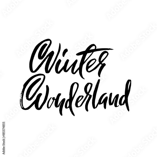 Winter wonderland. Handwritten modern brush lettering. Vector holiday illustration