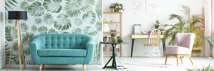 Sofa in spacious living room