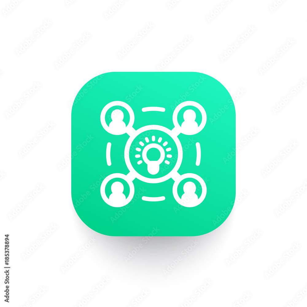 brainstorm icon, pictogram on green shape brainstorm icon, pictogram on green shape