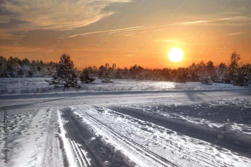 road of winter time and free space road of winter time and free space