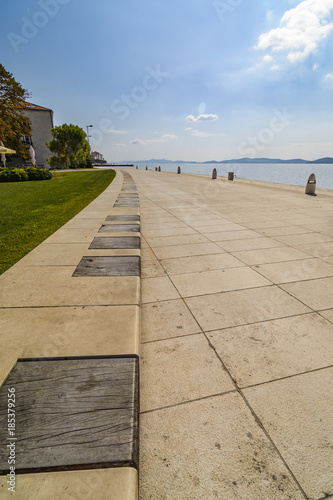 Piano key bench in the city of Zadar, Croatia
