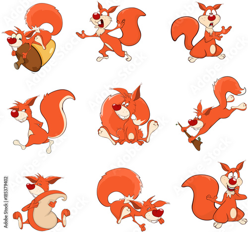  Illustration of Cute Squirrels Cartoon Character