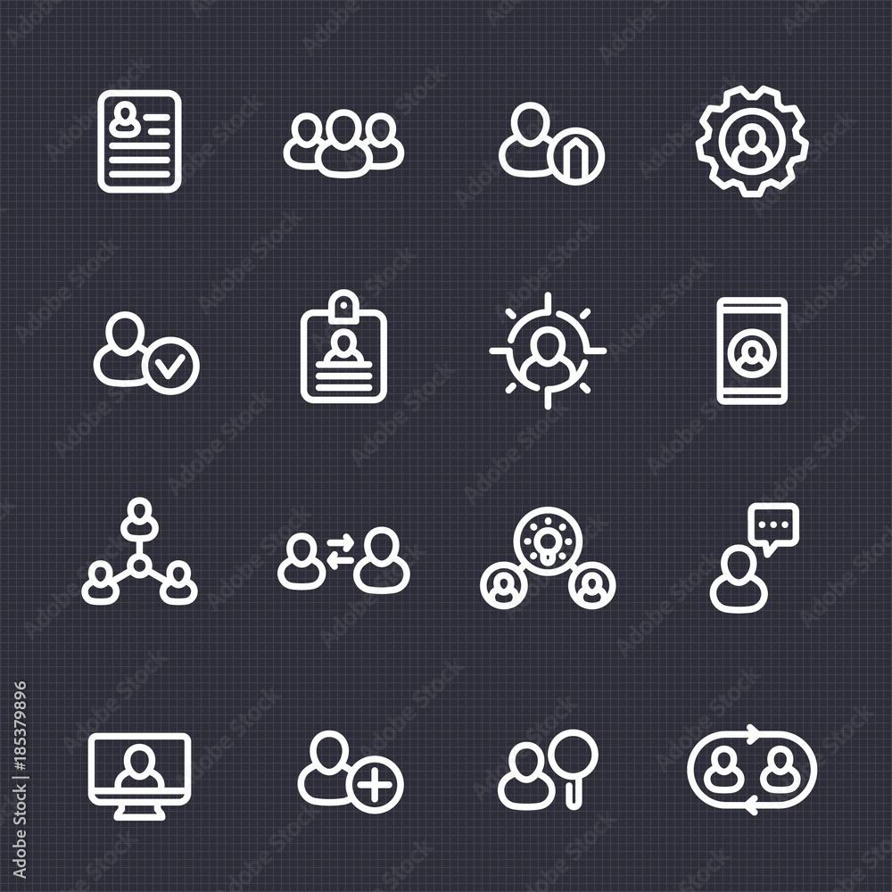 Human resources and management line icons set, vector illustration Human resources and management line icons set, vector illustration