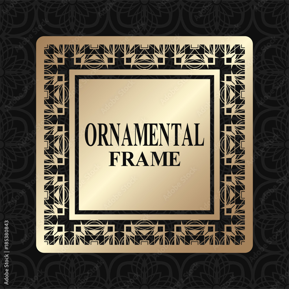 Vintage golden frame with retro ornamental pattern. Luxury background. Vector illustration