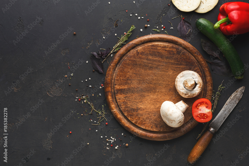 Vegetables on a wooden background top view copy space Vegetables on a wooden background top view copy space