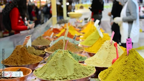 Market of tasty and colorful spices