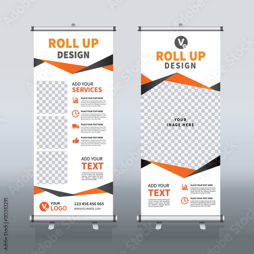 Roll up sale banner design template, abstract background, pull up design, modern x-banner, rectangle size.