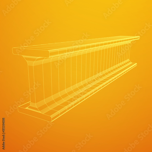Wireframe low poly mesh construction metallurgy beam profile symbol vector illustration