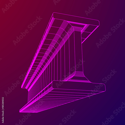 Wireframe low poly mesh construction metallurgy beam profile symbol vector illustration