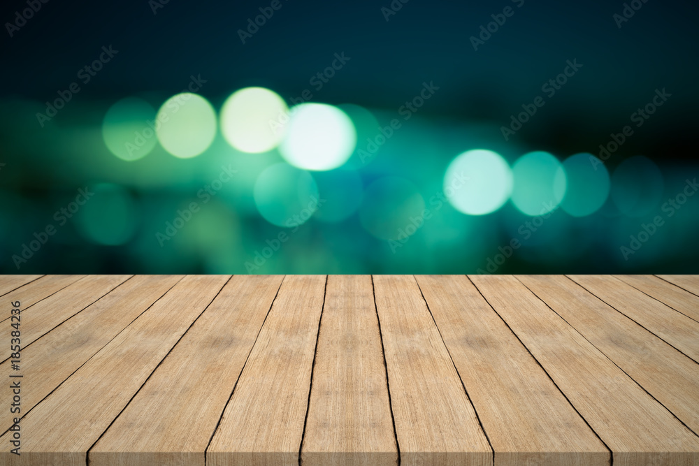 Empty wood table top on blurred background,space for montage product