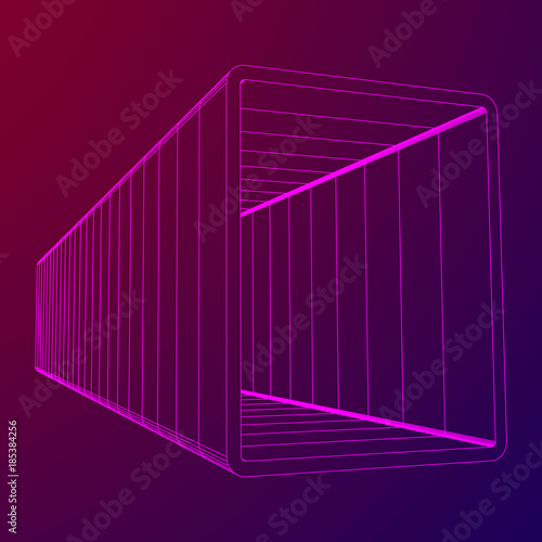 Wireframe low poly mesh construction metallurgy square tube profile symbol vector illustration