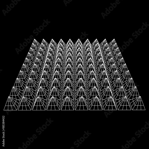 Wireframe model of sound proof coverage in music studio with soundproofing walls. Vector illustration