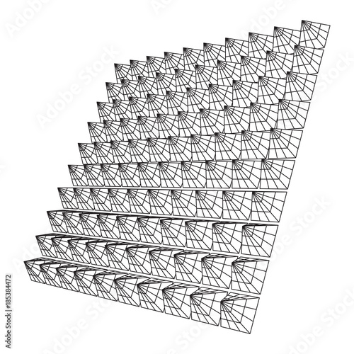 Wireframe model of sound proof coverage in music studio with soundproofing walls. Vector illustration