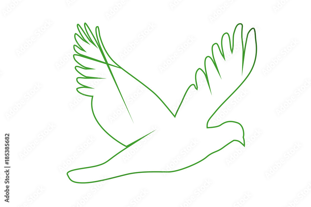 Naklejka premium Silueta verde de una paloma.