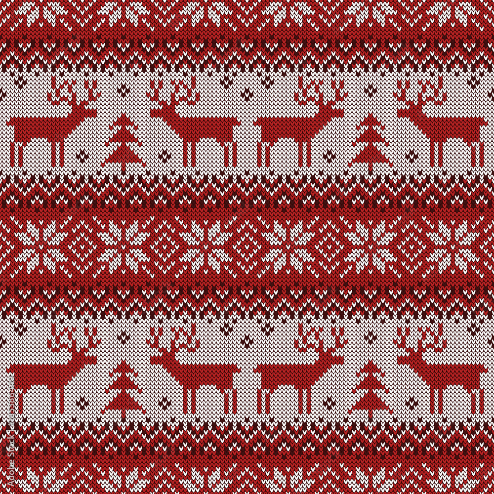 Knitted scandinavian pattern with deers. Vector. Knitted scandinavian pattern with deers. Vector.