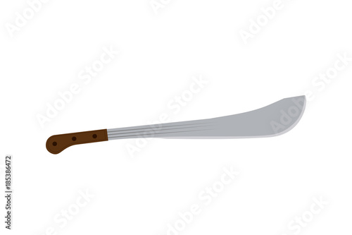 Drawing of a cutlass, a large curved knife with a broad blade, vector illustration.