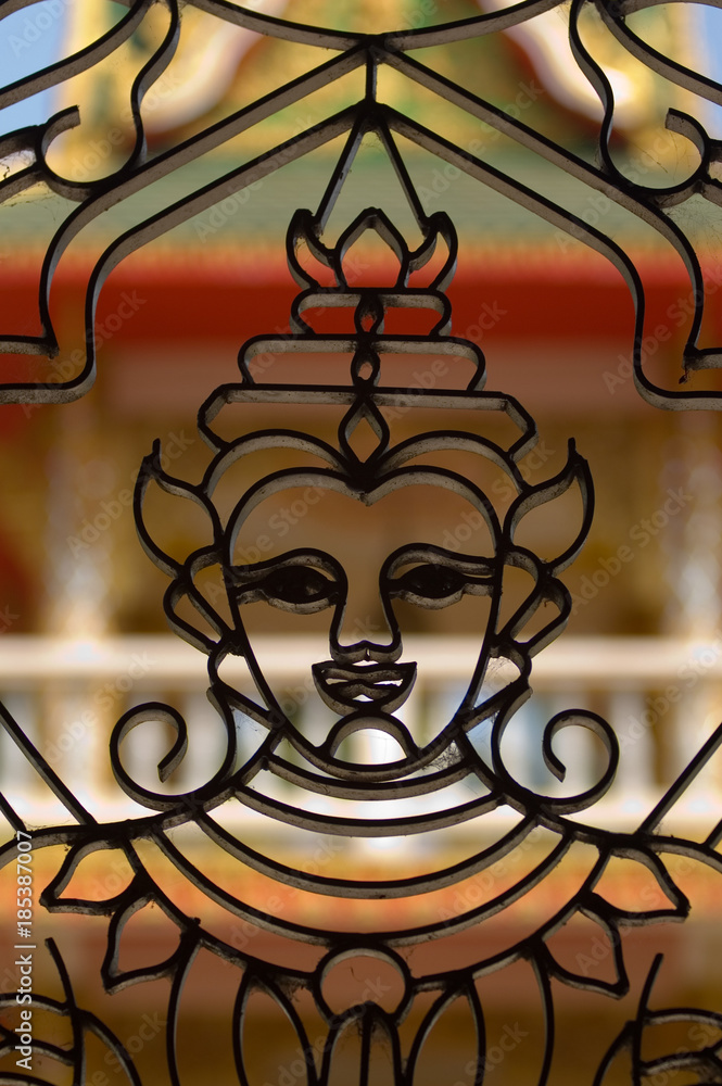 Buddha window frame Vientiane Laos Buddha window frame Vientiane Laos