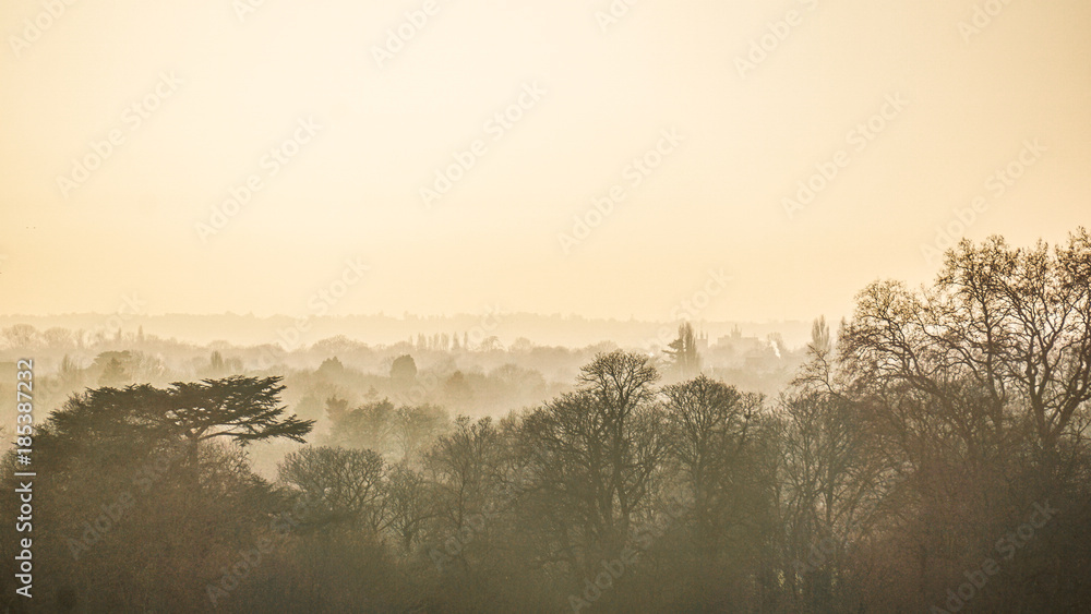 View over Richmond on a misty morning