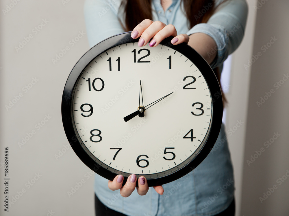 The girl with a clock The girl with a clock