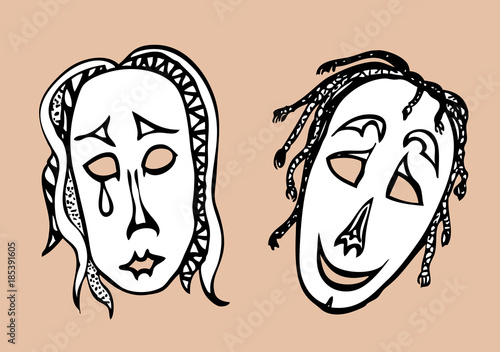 Sad and cheerful masks