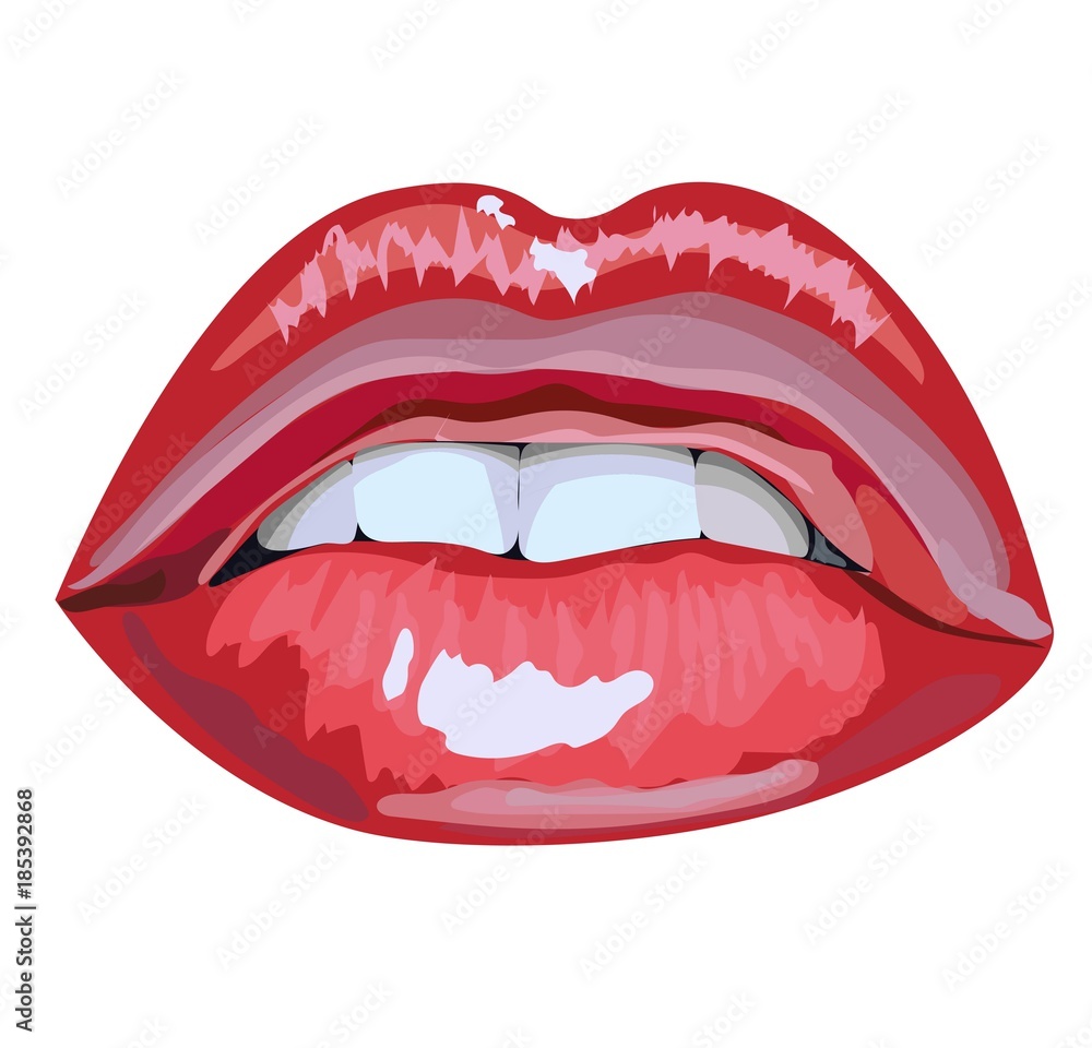 Abstract red lips. Open Mouth with bold color paint flow. Idea for business visit card, typography vector.Stylish salon look.Perfect for invitation, greeting card, poster, print etc. Abstract red lips. Open Mouth with bold color paint flow. Idea for business visit card, typography vector.Stylish salon look.Perfect for invitation, greeting card, poster, print etc.