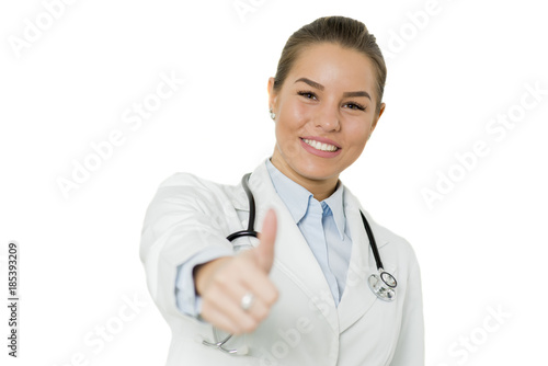 Pretty female doctor with p...