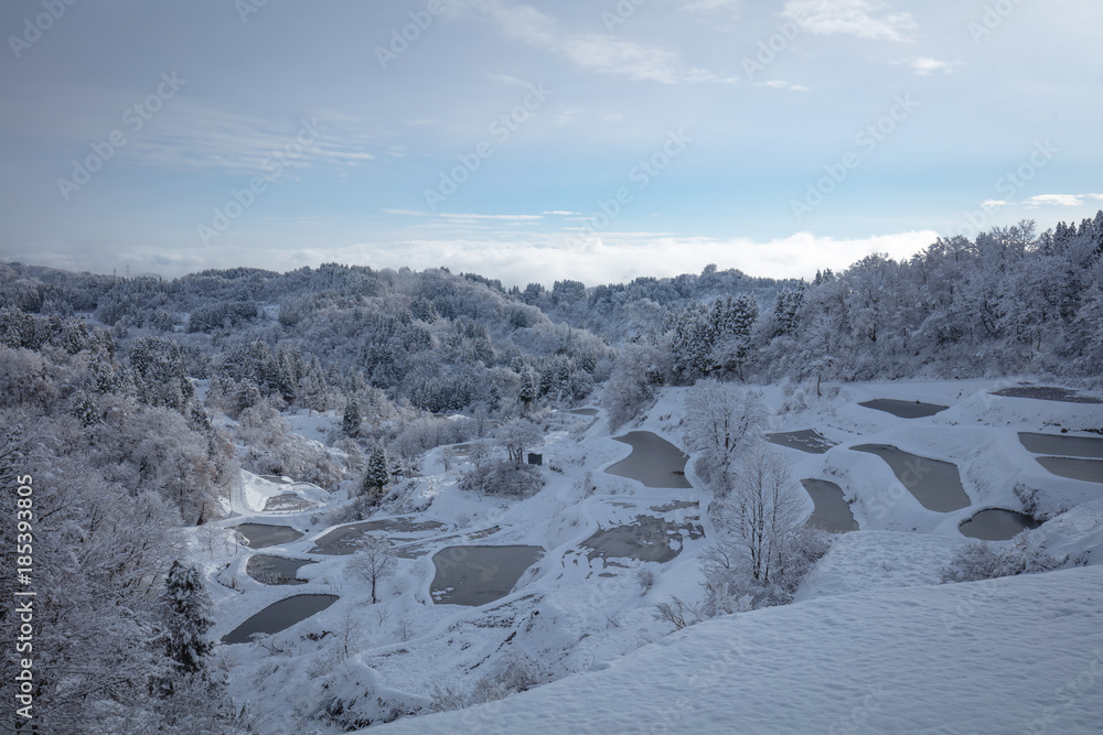 新潟県 蒲生の棚田  雪景色