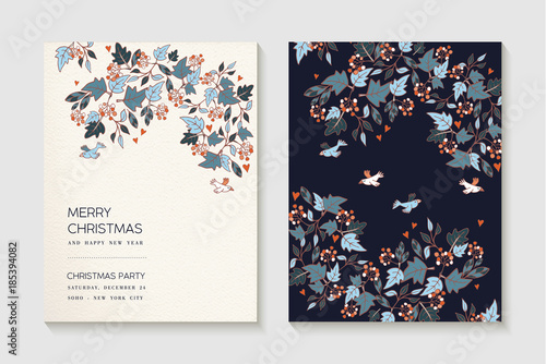 Christmas and new year party invitation card set