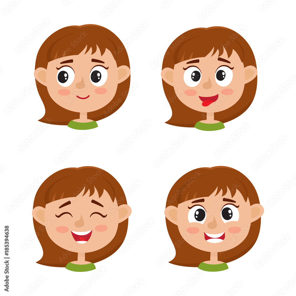 Little girl happy face expression isolated on white background. Little girl happy face expression isolated on white background.
