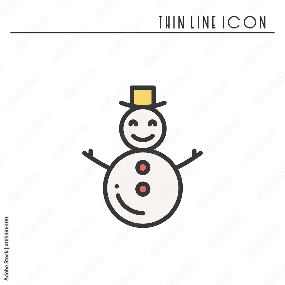 Snowman thin line icons set. New Year celebration outline decorated pictogram. Xmas winter element. Vector simple flat linear design. Logo illustration. Silhouette symbols. Snowman with hat. Snowman thin line icons set. New Year celebration outline decorated pictogram. Xmas winter element. Vector simple flat linear design. Logo illustration. Silhouette symbols. Snowman with hat.