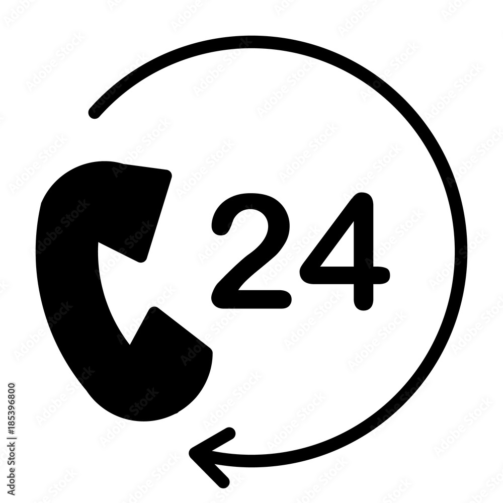 24 Hours Service Support Pixel Perfect Vector Icon 48x48. Simple Minimal Pictogram 24 Hours Service Support Pixel Perfect Vector Icon 48x48. Simple Minimal Pictogram