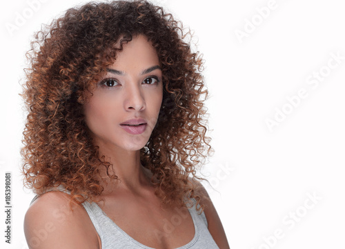 young woman with wavy hair and with day make-up