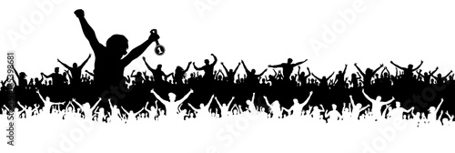 Sports awarding silhouette. Crowd of people fans.