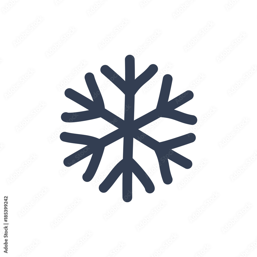 Snowflake icon. Black silhouette snow flake sign, isolated on white background. Flat design. Symbol of winter, frozen, Christmas, New Year holiday. Graphic element decoration Vector illustration Snowflake icon. Black silhouette snow flake sign, isolated on white background. Flat design. Symbol of winter, frozen, Christmas, New Year holiday. Graphic element decoration Vector illustration