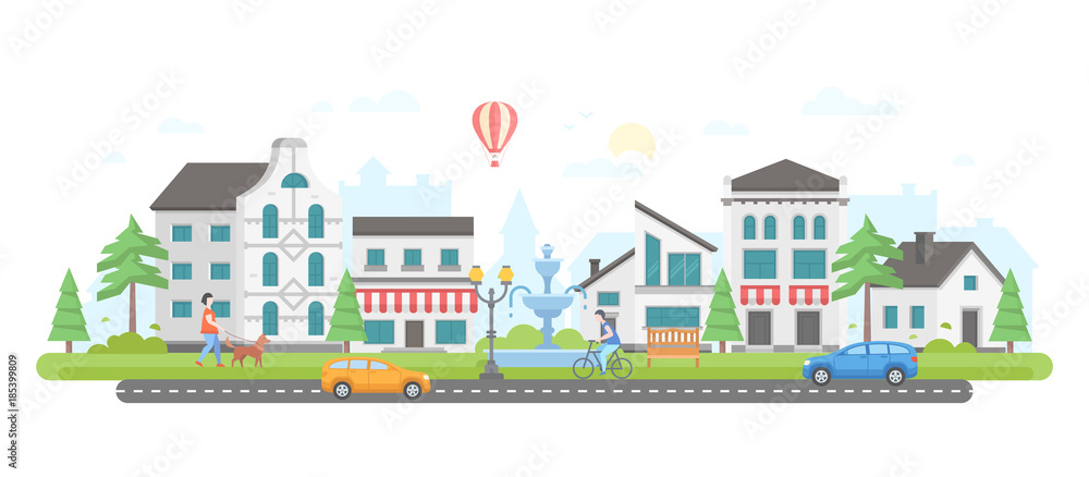 City life - modern flat design style vector illustration