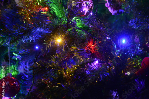 Christmas tree decorated with lights and ornaments