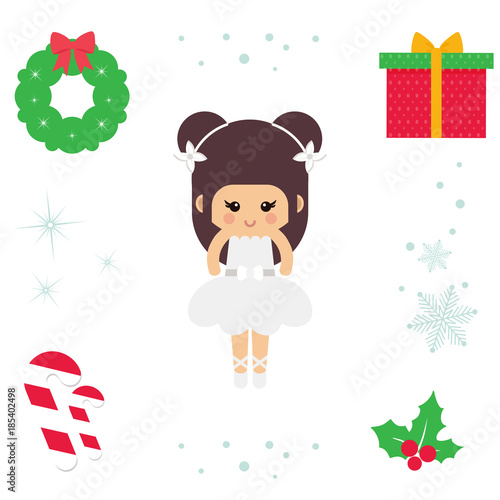 cartoon cute ballerina christmas illustration vector