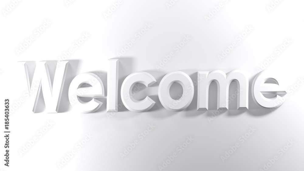 Welcome white 3D write - 3D rendering Welcome white 3D write - 3D rendering