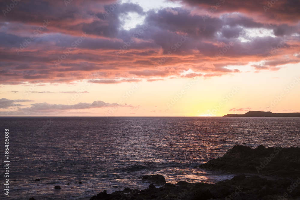 Tenerife beach with breathtaking sunset Tenerife beach with breathtaking sunset