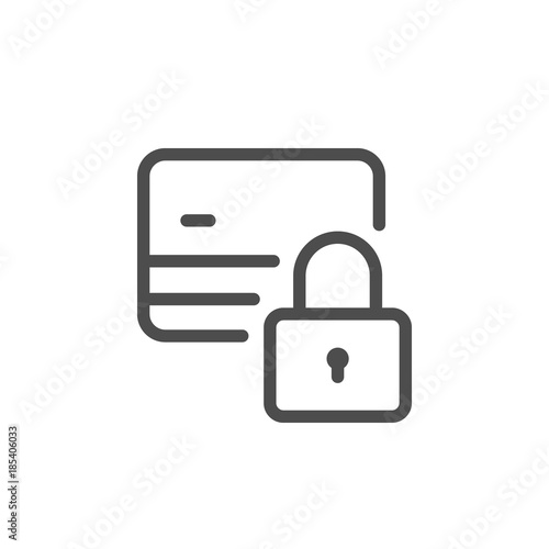 Credit card locking line icon