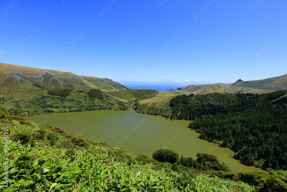 Lake Fonda on Flores Island, Azores, Portugal, Europe