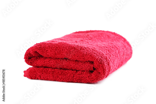 Red towel isolated on a white background