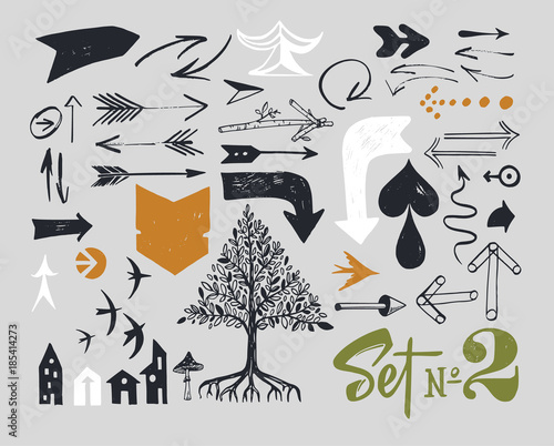 Set of various typographic arrows