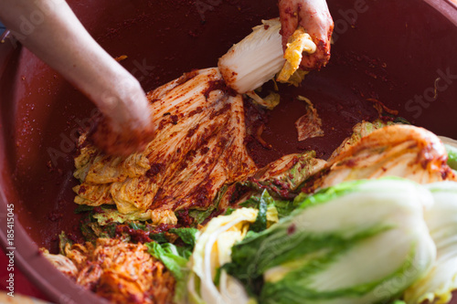 Making many of kimchi in south korea 