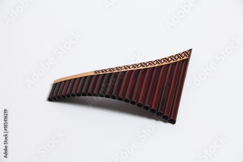 Wooden Pan Flute Isolated on white 