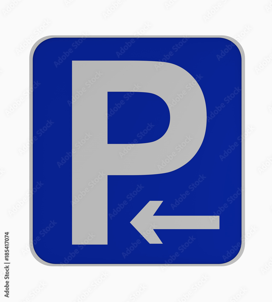 Deutsches Verkehrsschild: Parken links erlaubt, auf weiß isoliert. Deutsches Verkehrsschild: Parken links erlaubt, auf weiß isoliert.